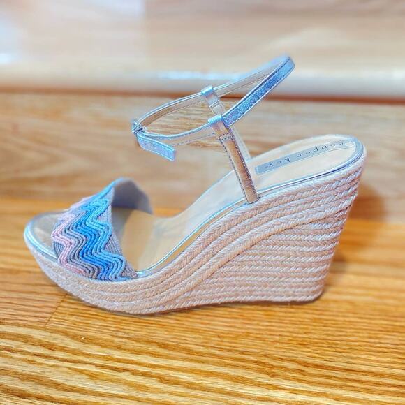Copper Key Waterlily Ankle Strap Metallic Mermaid Espadrille Platform Wedges 10 - Picture 10 of 12